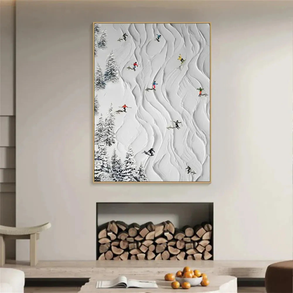 Skiing Sports Textured Painting Canvas #MS004