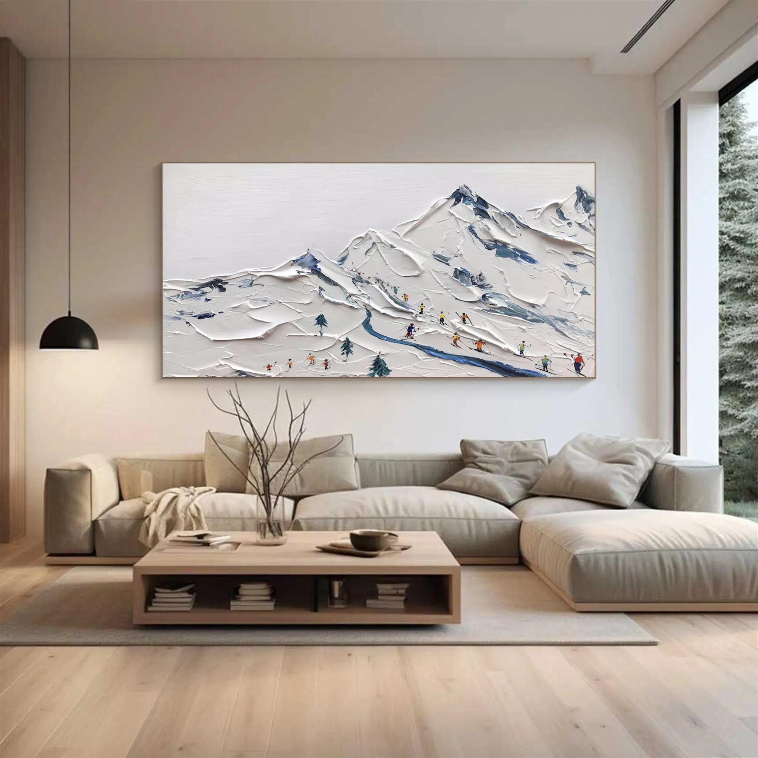 Skiing Sport Art Textured Painting Canvas #MM226