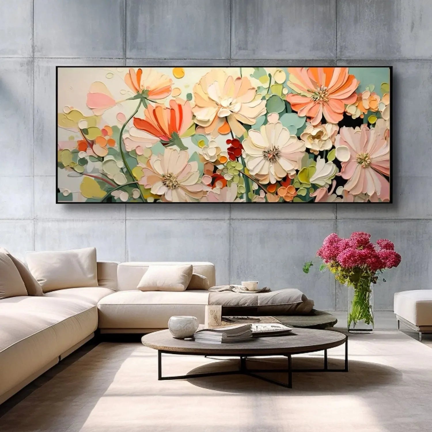 Colorful Flower Textured Painting Canvas #FP052
