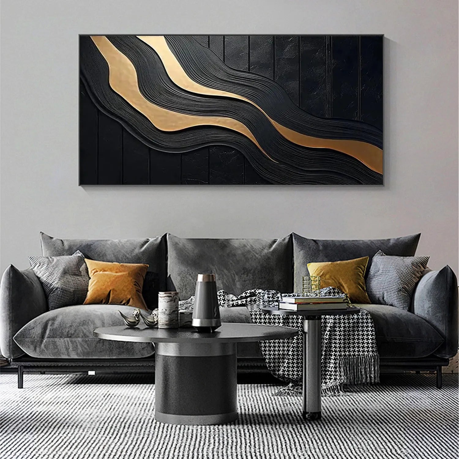 Black Minimalist Textured Painting #MZ134