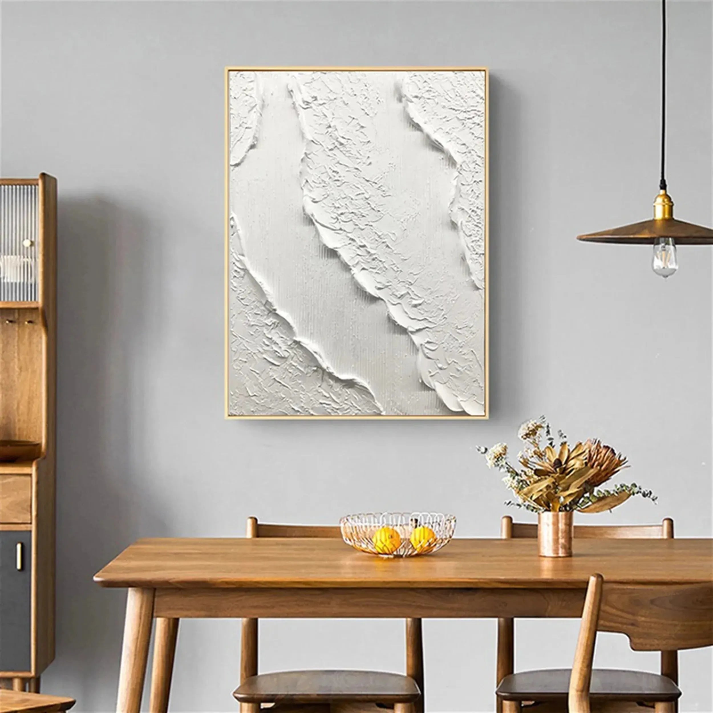 White Minimalist Textured Painting Canvas #MM169