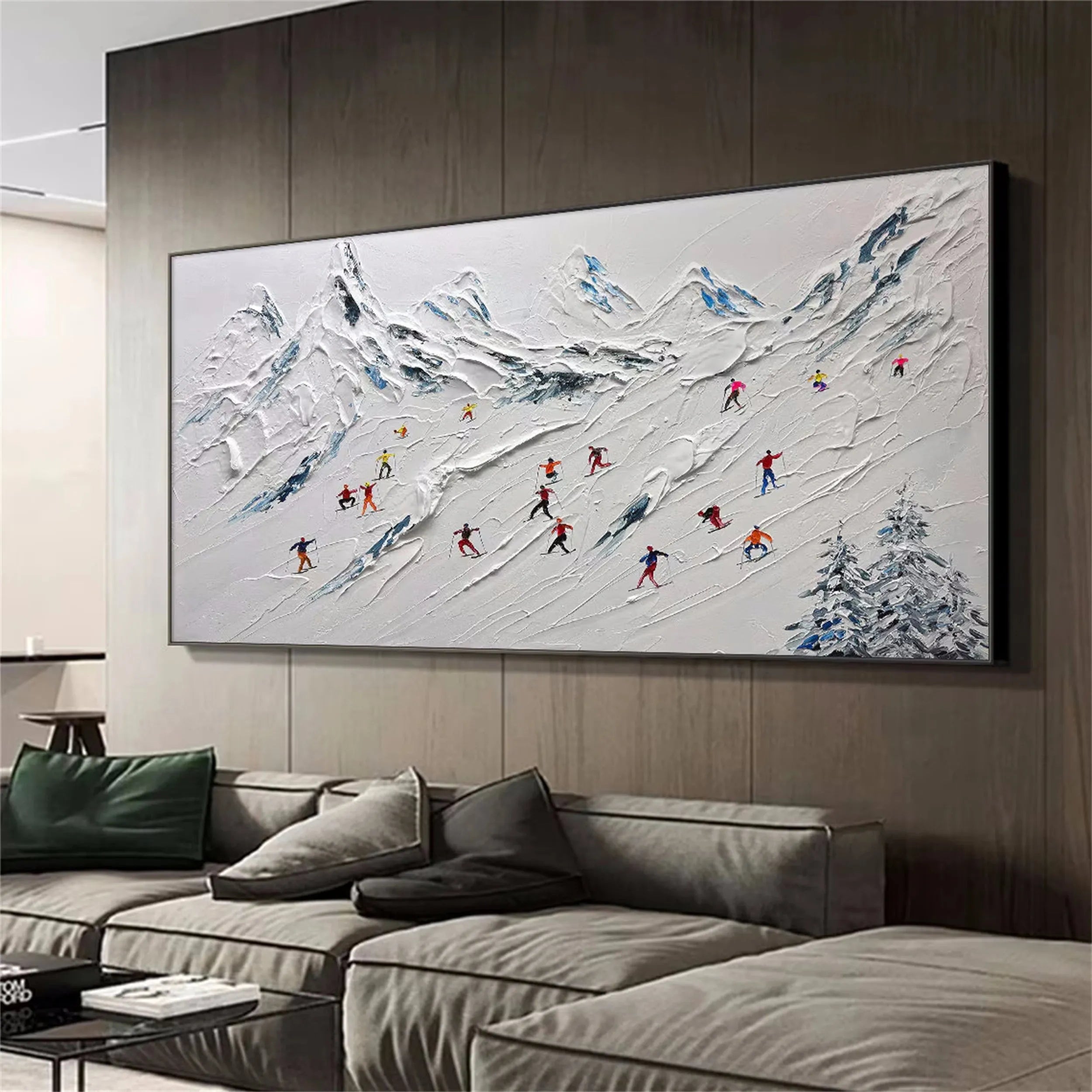 Skiing Sport Art Textured Painting Canvas #MM115
