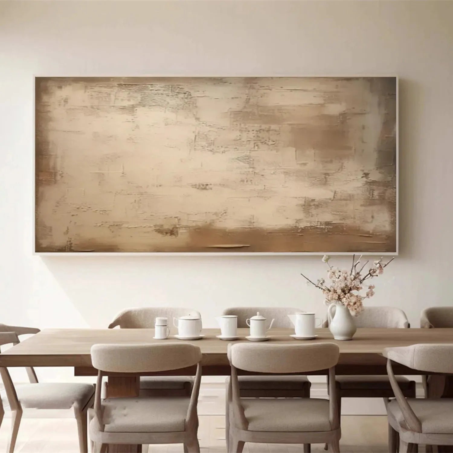 Beige and Brown Abstract Canvas Wall art #AP214