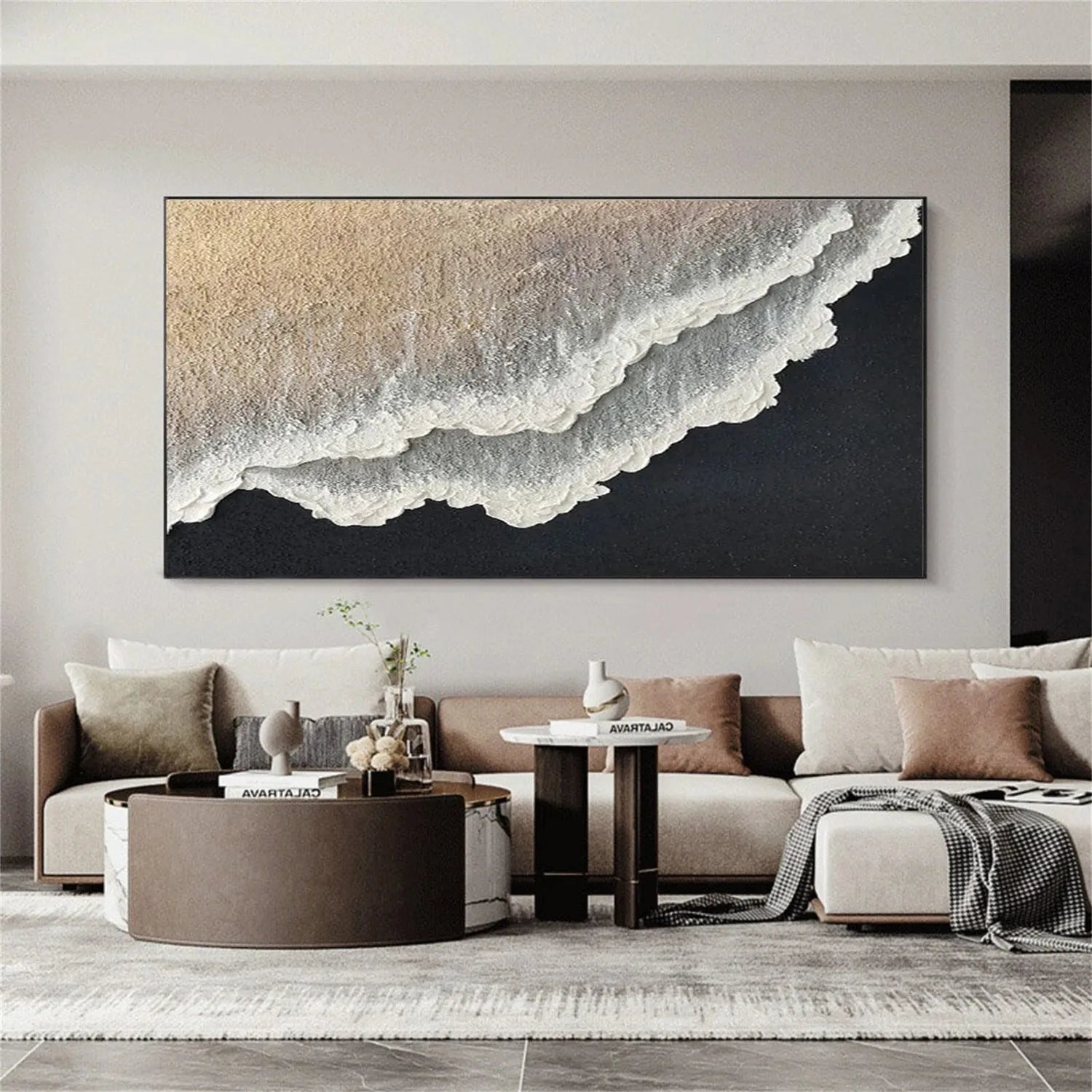 Ocean And Sky Abstract Textured Canvas Art #OS 294