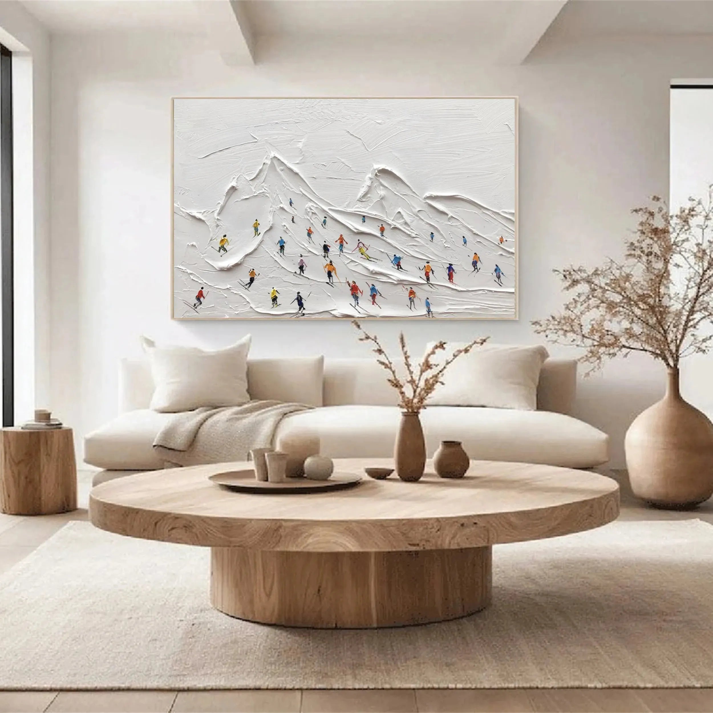 Skiing Sport Art Textured Painting Canvas #MM227