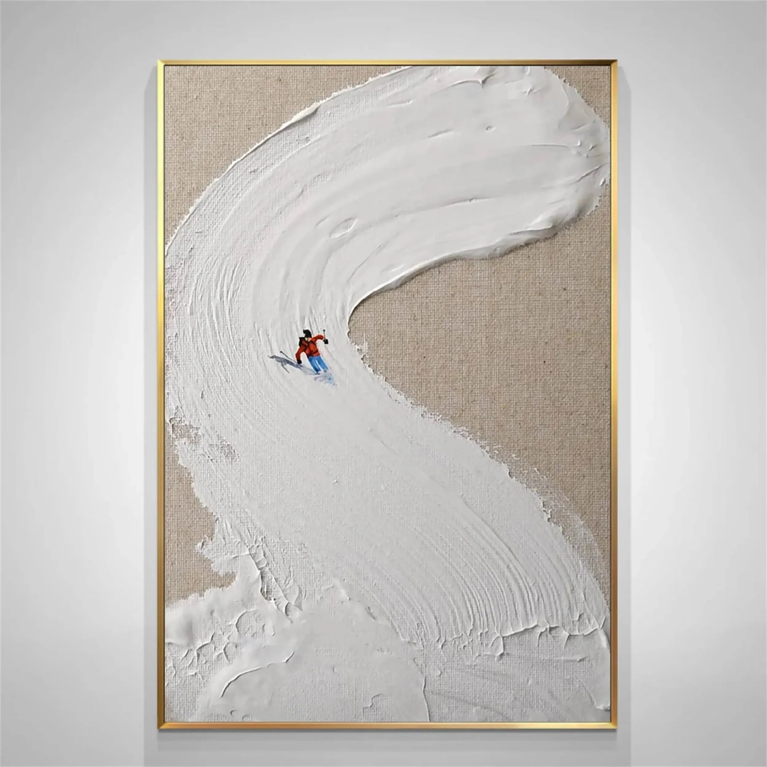 Skiing Sport Art Textured Painting Canvas #MM232