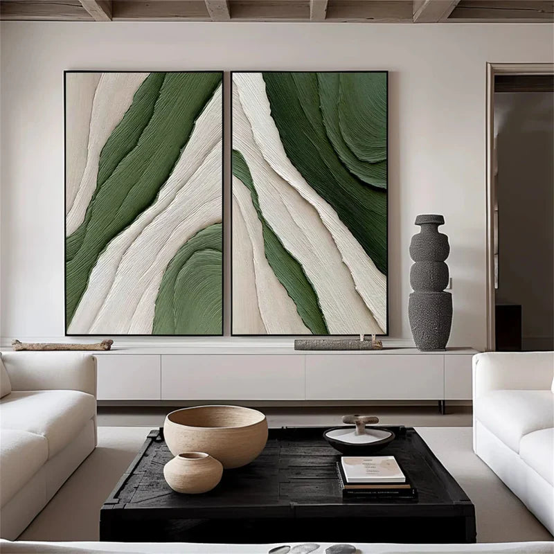 Blue & Green Abstract Set of 2 #BG047