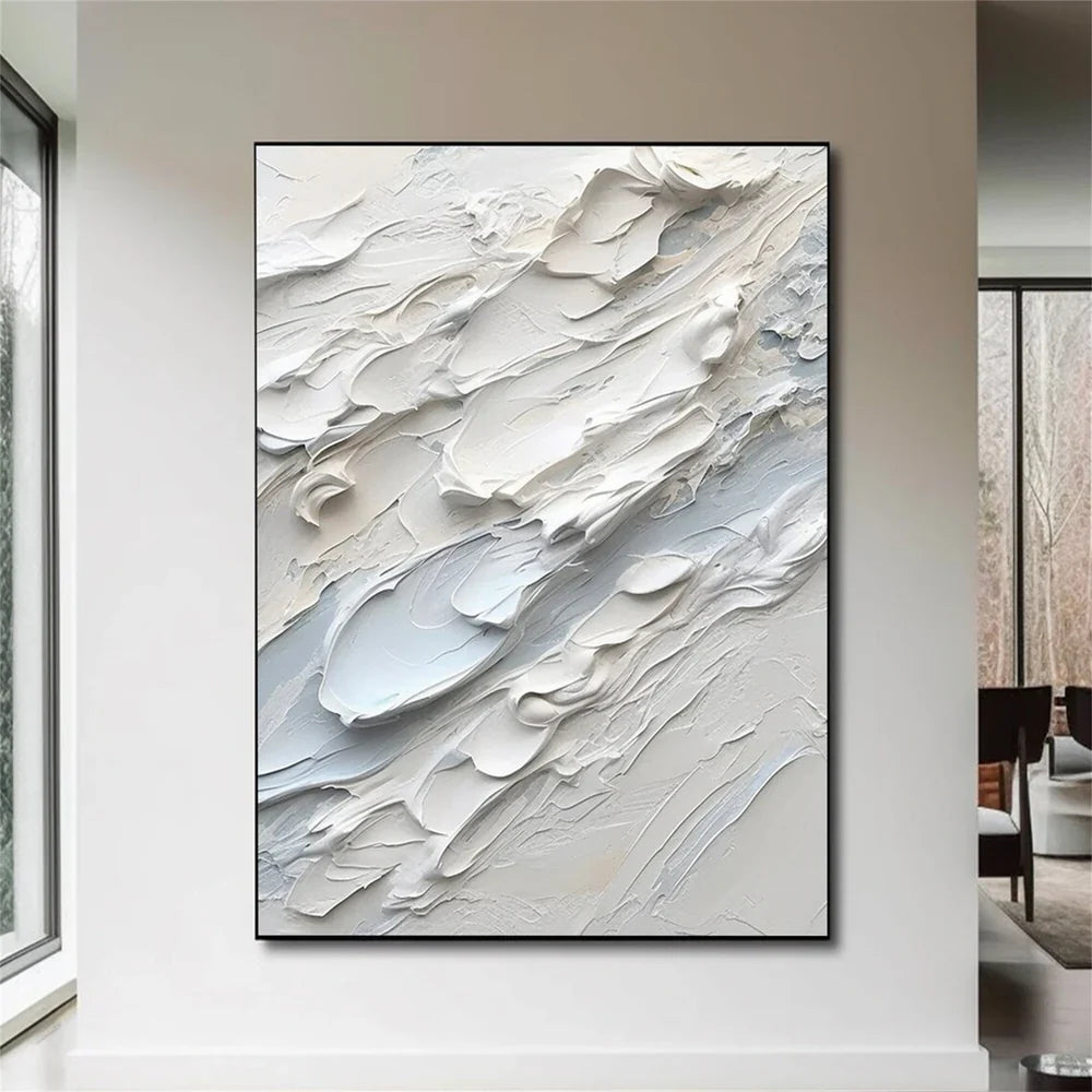 White Minimalist Textured Painting Canvas #MM153