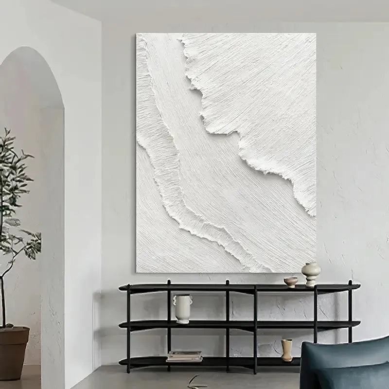 White Minimalist Textured Painting Canvas #MM026