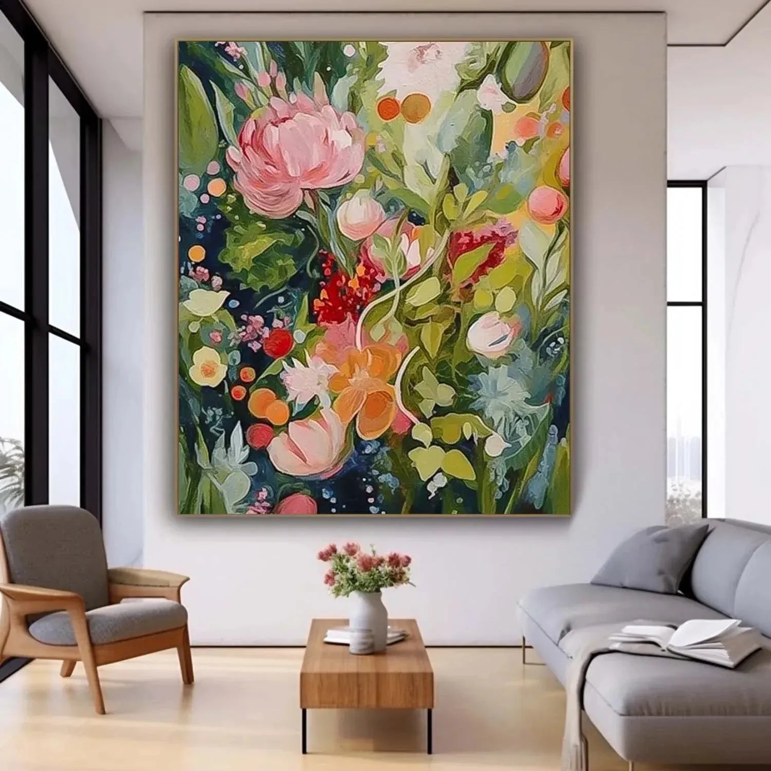 Colorful Flower Textured Painting Canvas #FP026