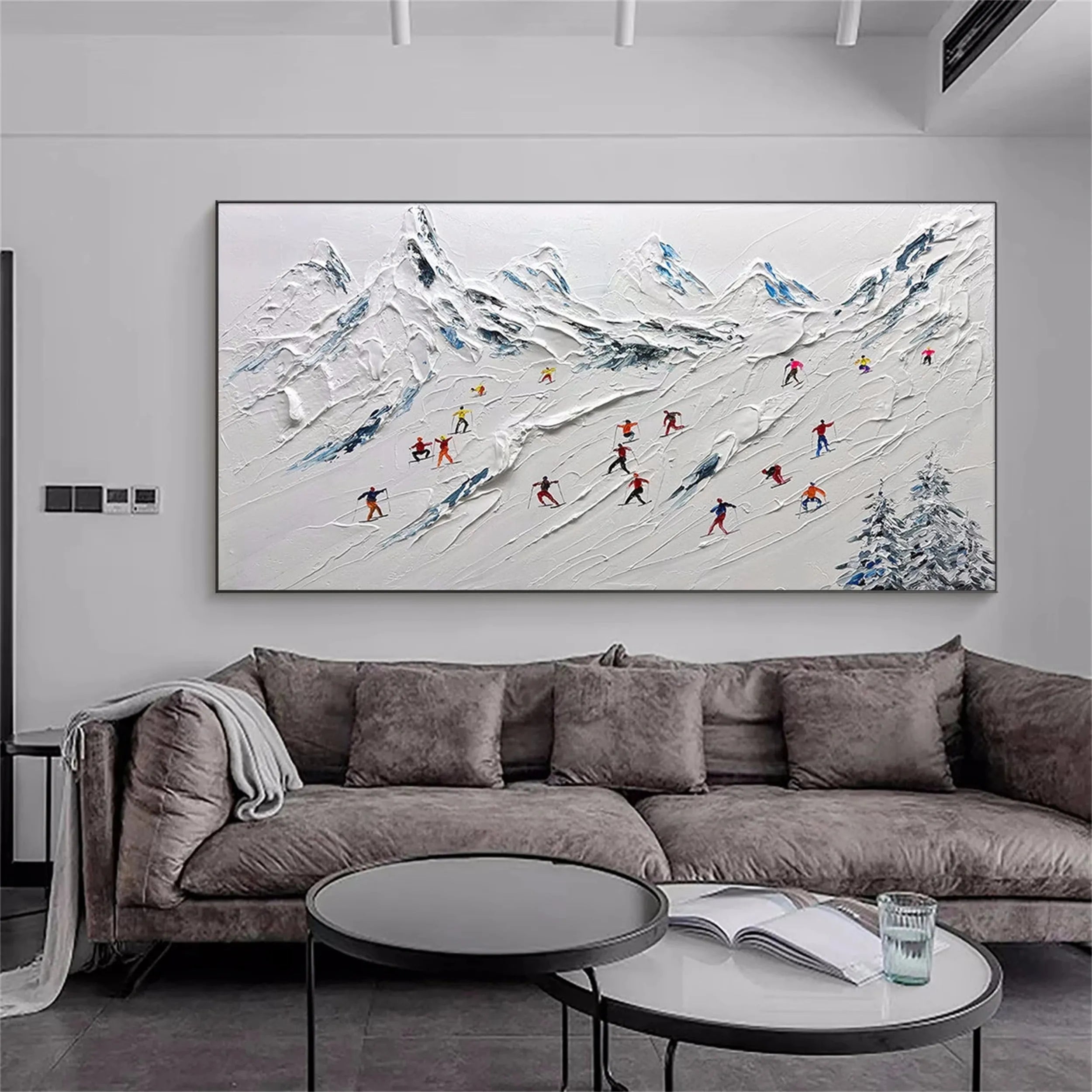 Skiing Sport Art Textured Painting Canvas #MM115