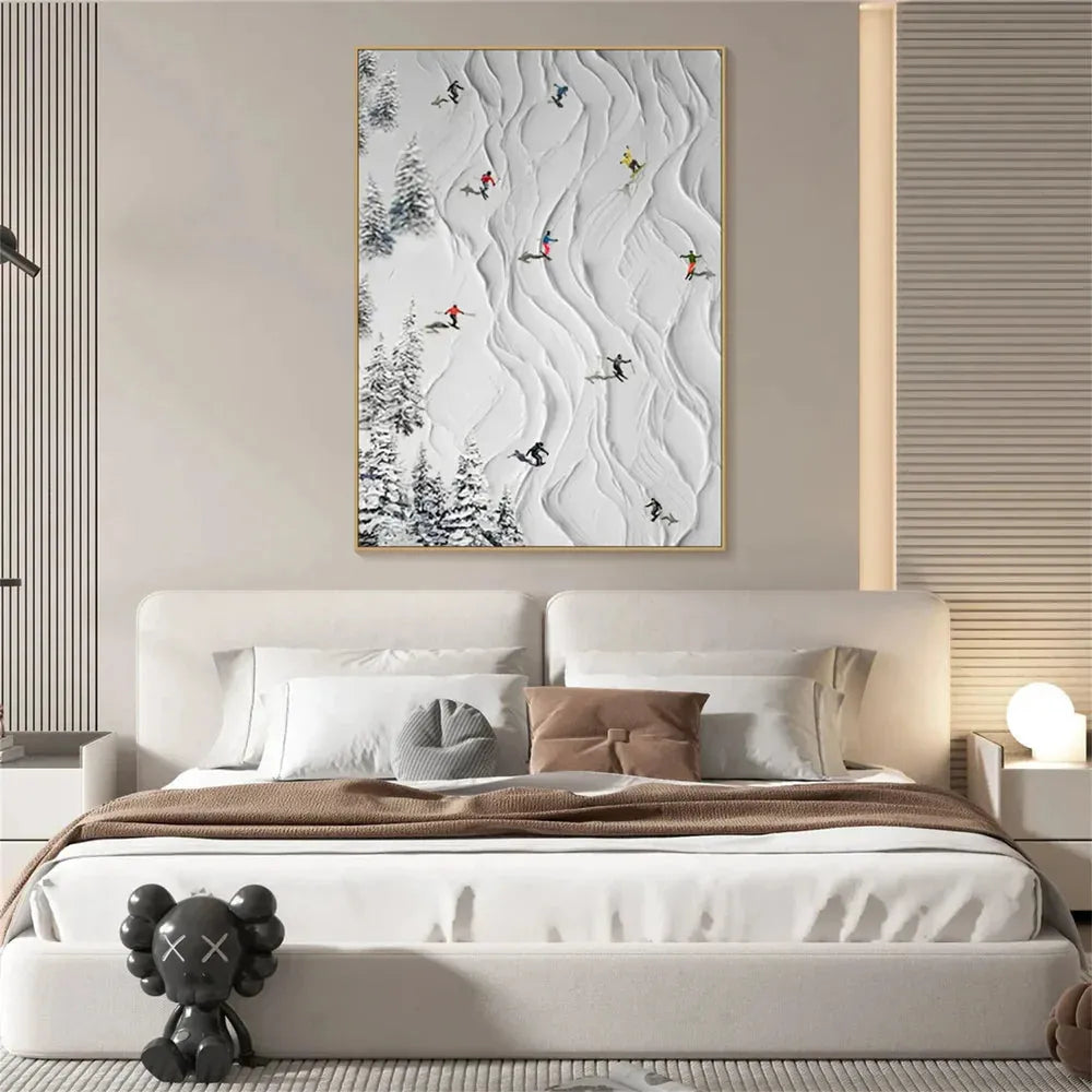Skiing Sports Textured Painting Canvas #MS004