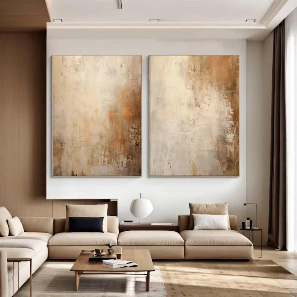 Beige & Brown Abstract Set of 2 #BB163