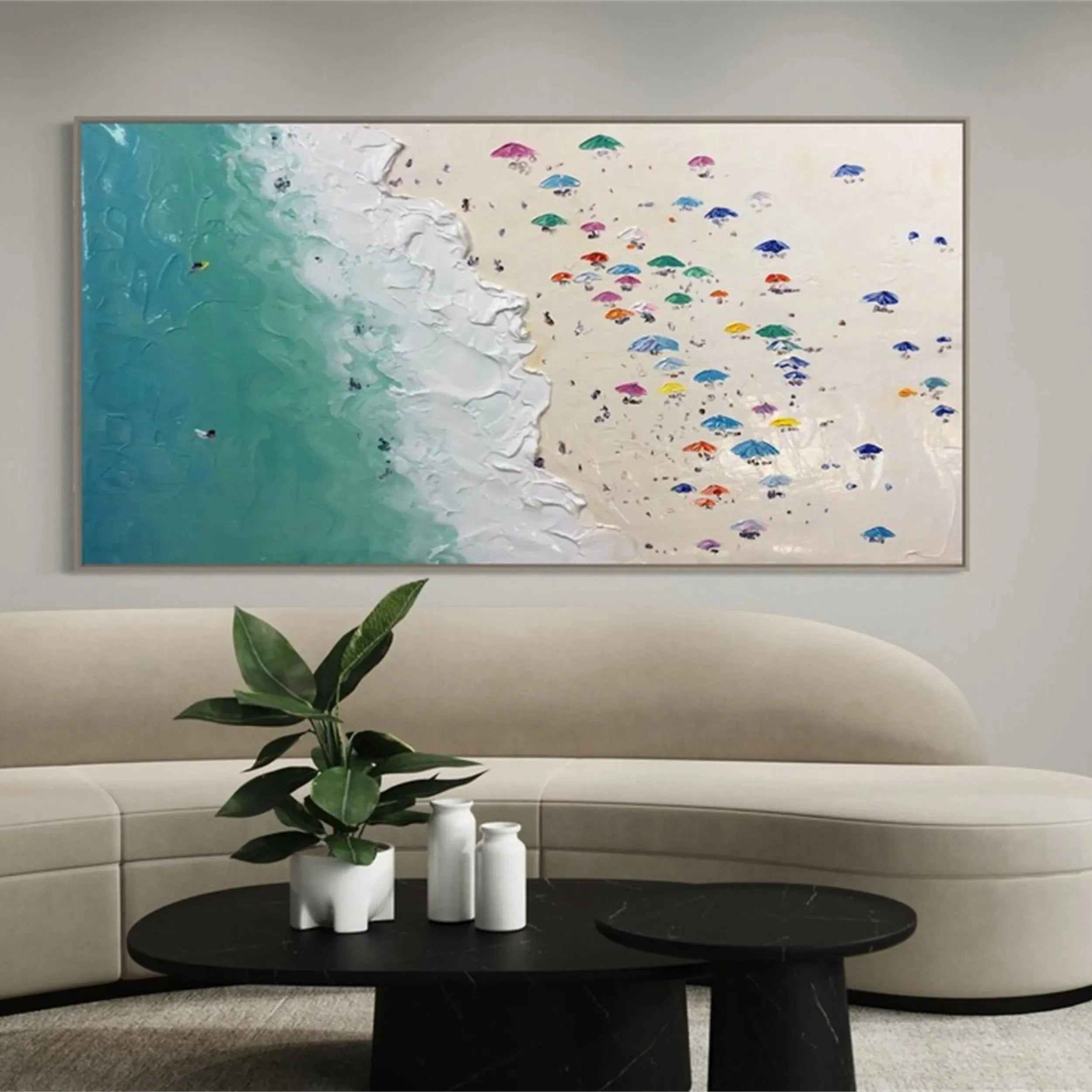 Seascape and Snowy Peak Painting #SP011