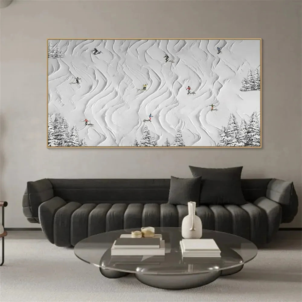 Skiing Sports Textured Painting Canvas #MS001
