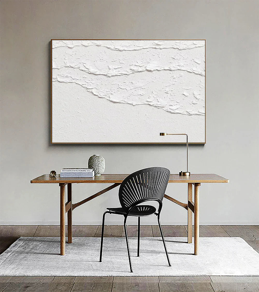 White Minimalist Textured Painting Canvas #MM019