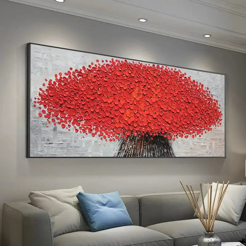 Flower And Tree Textured Painting Canvas #FT002
