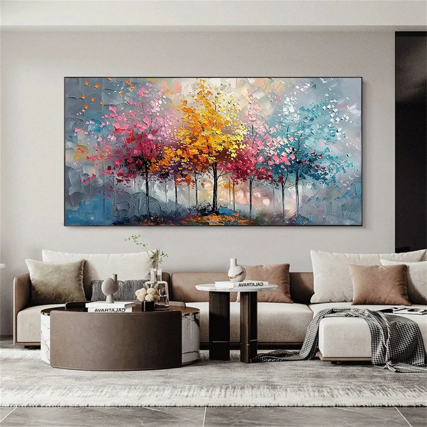 Colorful Tree Textured Painting Canvas #TP010