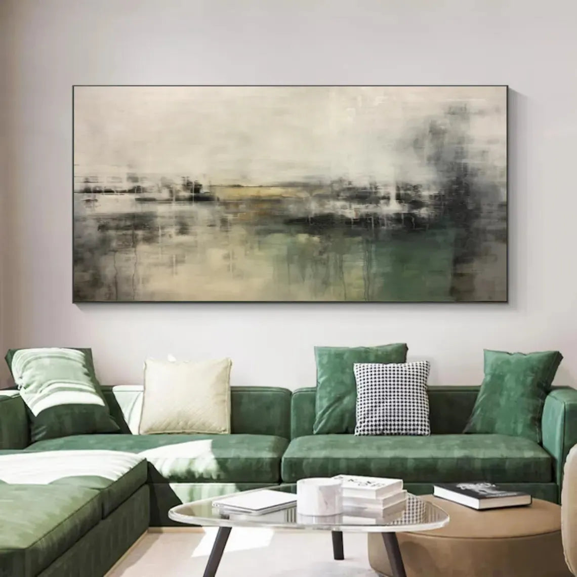Green Abstract Canvas Wall art #AP220