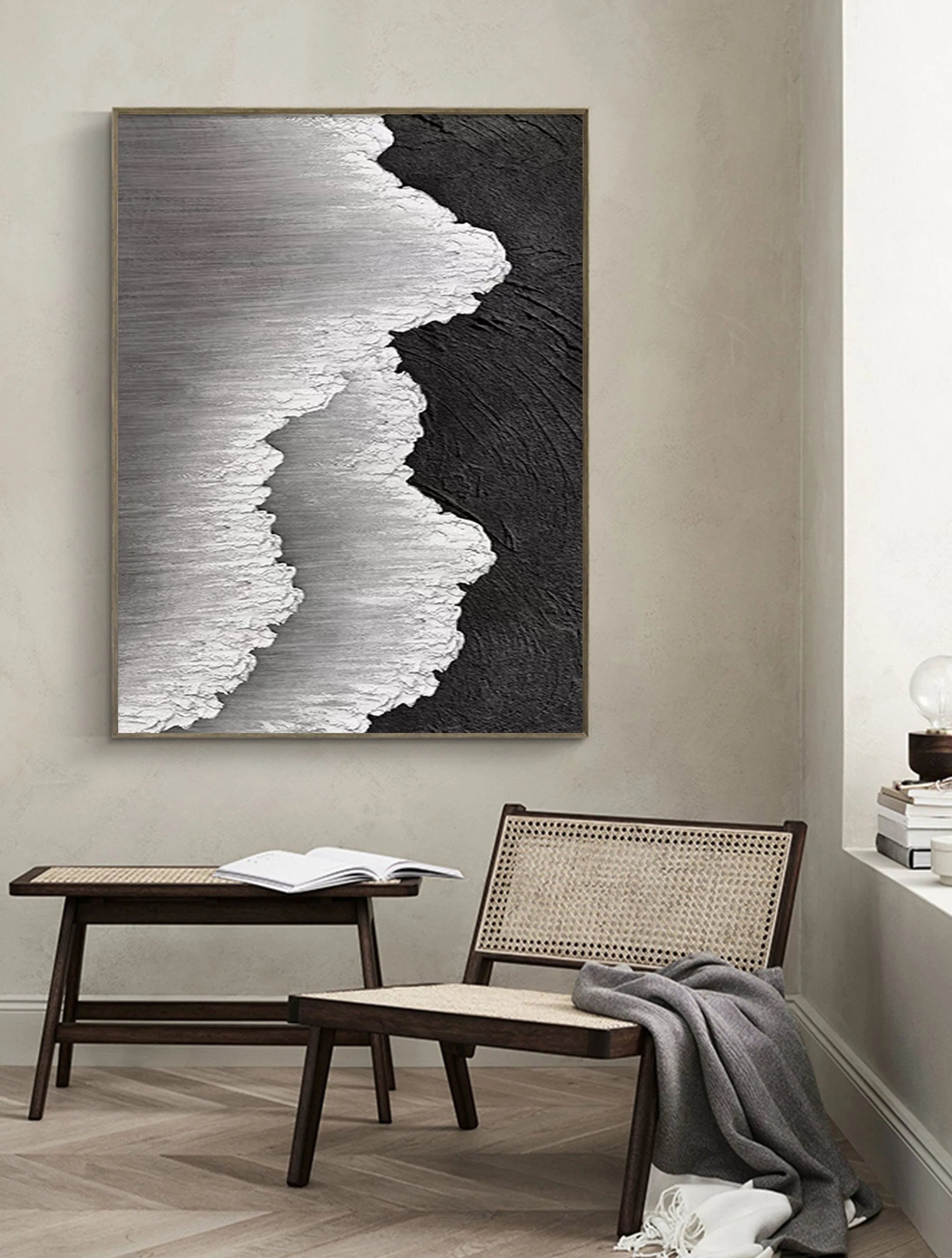 Black White Textured Minimalist Wall Art #MZ032