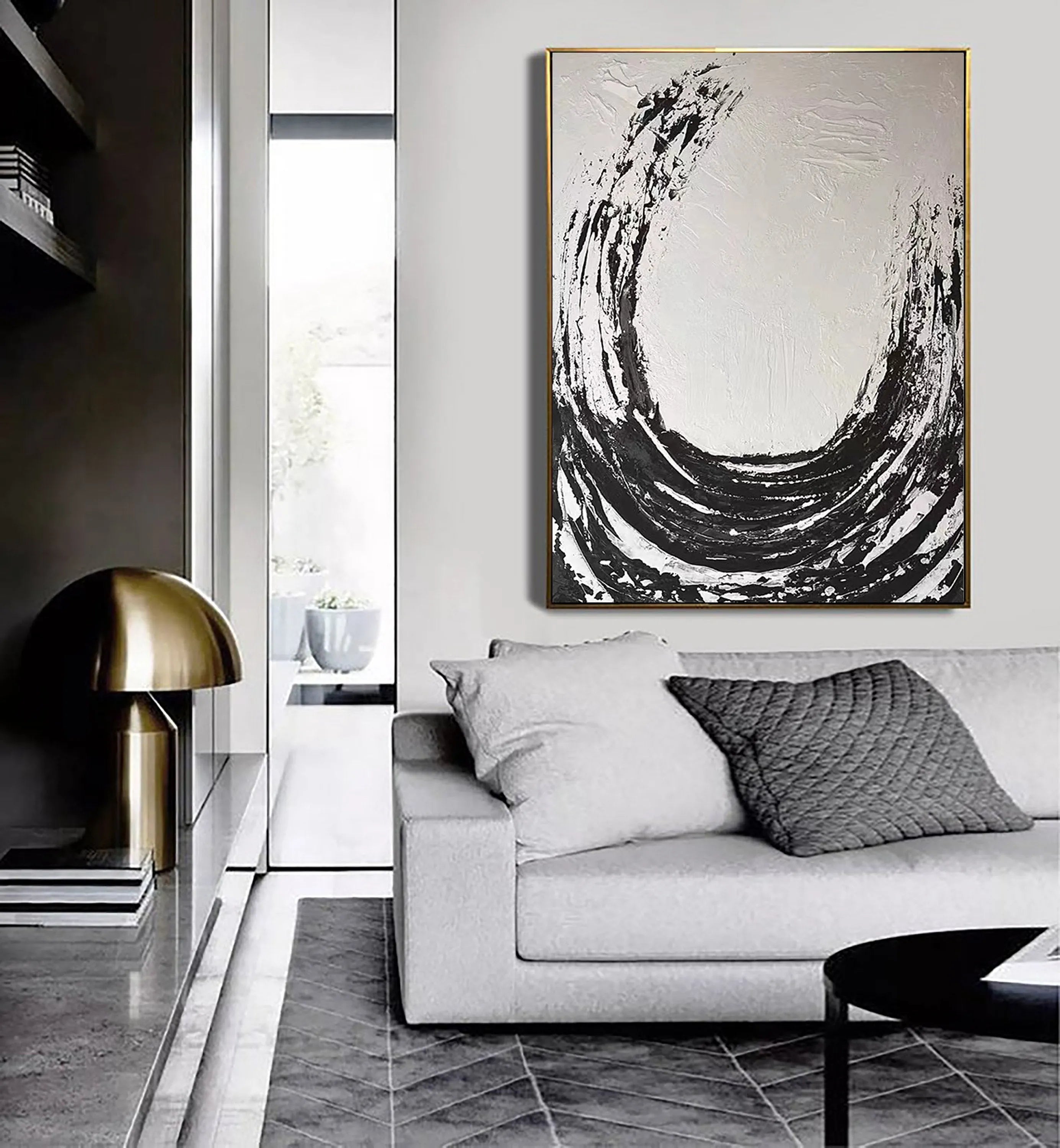 Black White Textured Minimalist Wall Art #MZ047