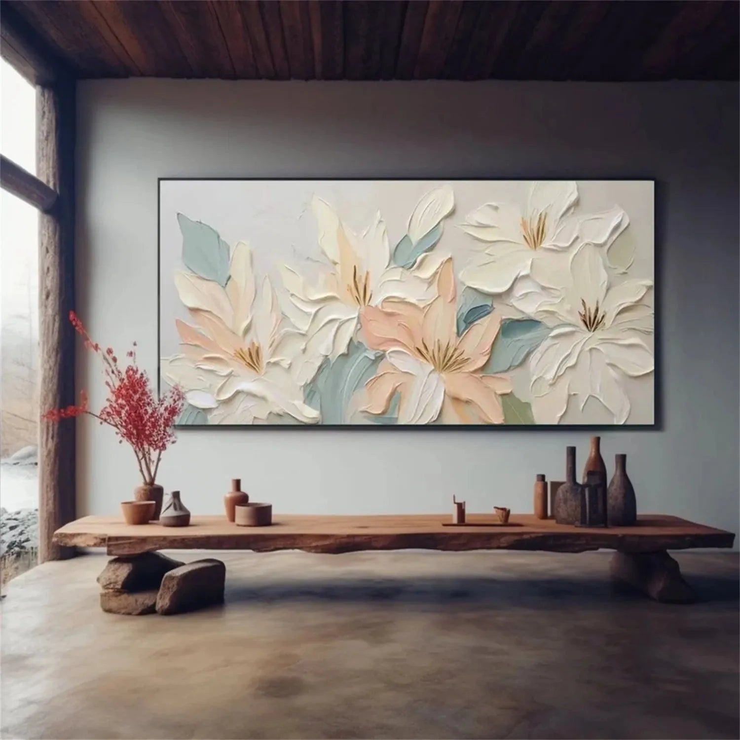 Colorful Flower Textured Painting Canvas #FP033