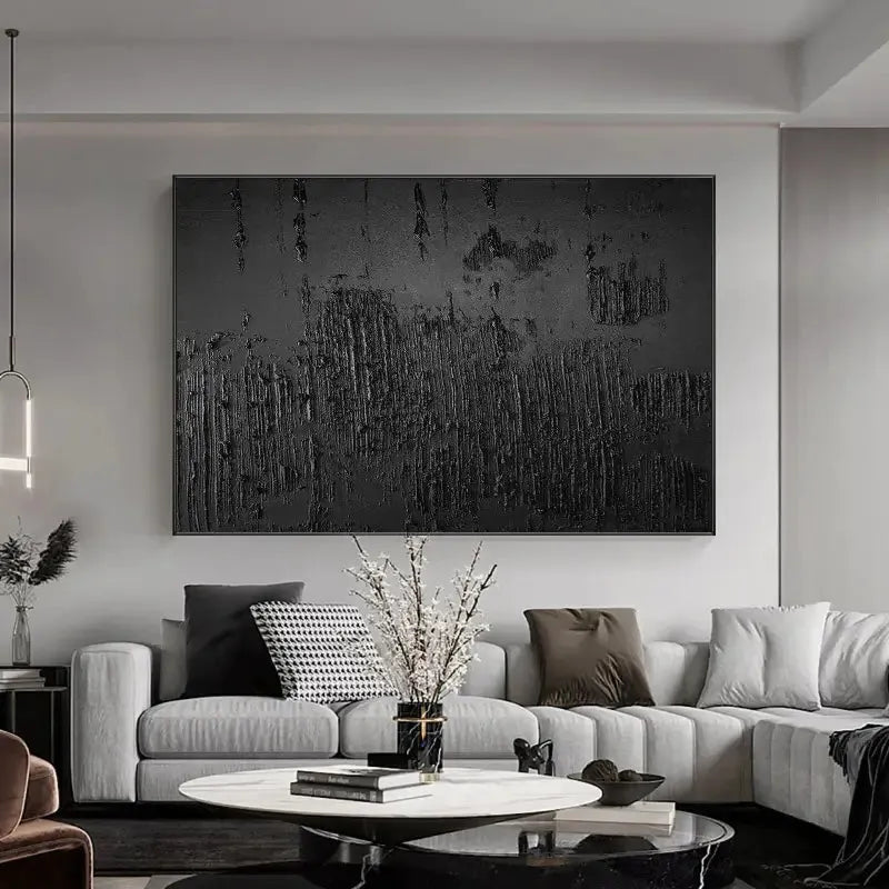 Black Minimalist Textured Painting #MZ018