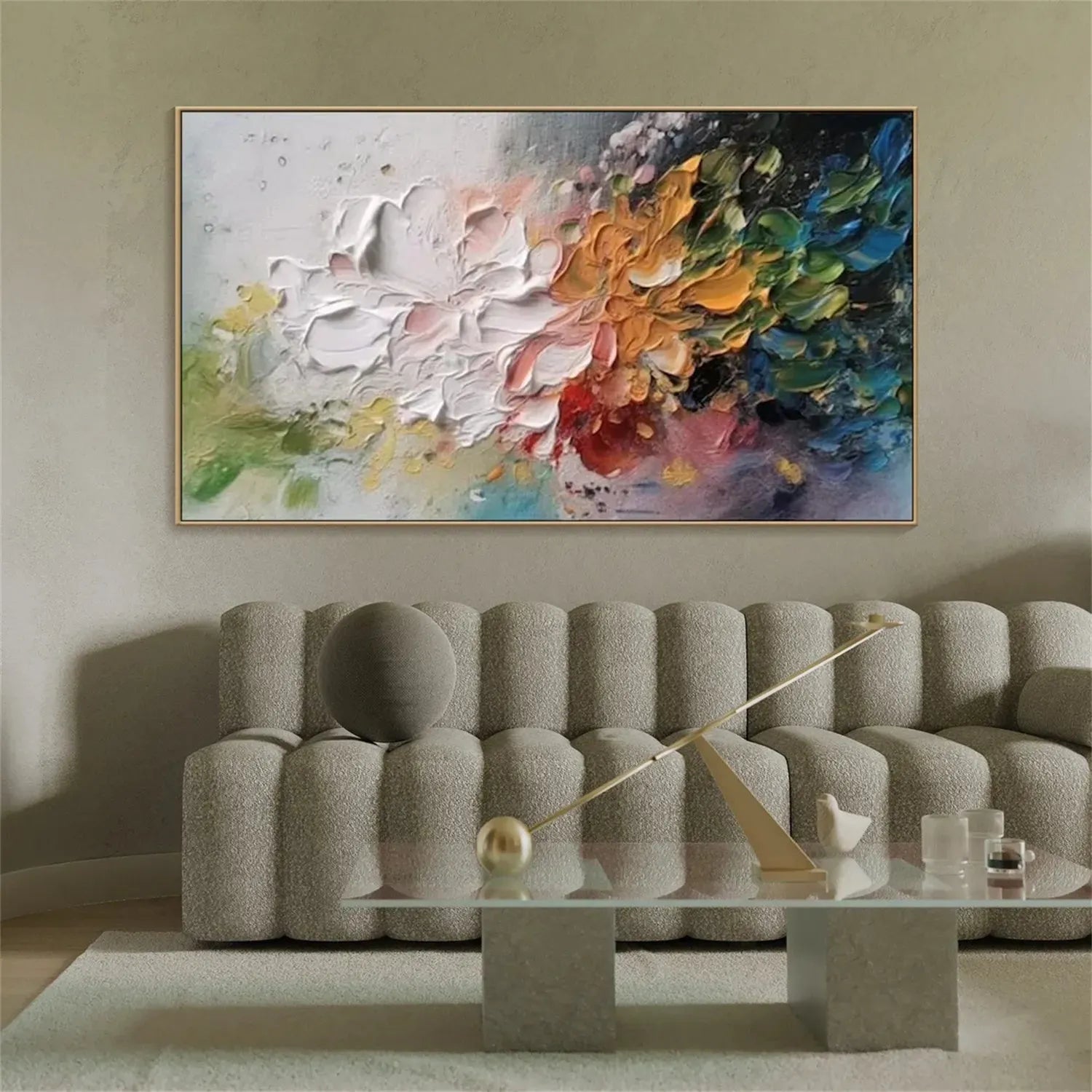 Colorful Flower Textured Painting Canvas #FP009