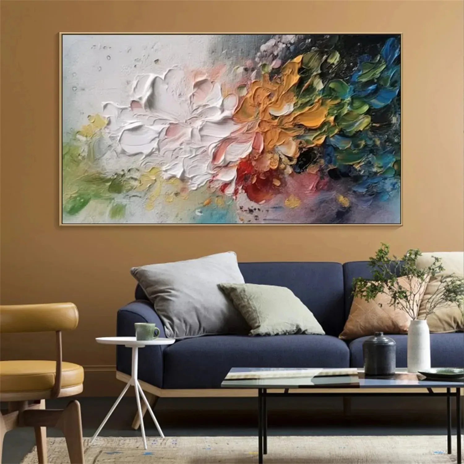 Colorful Flower Textured Painting Canvas #FP009