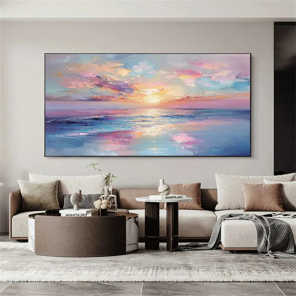 Colorful Ocean And Sky Textured Painting Canvas #OS006