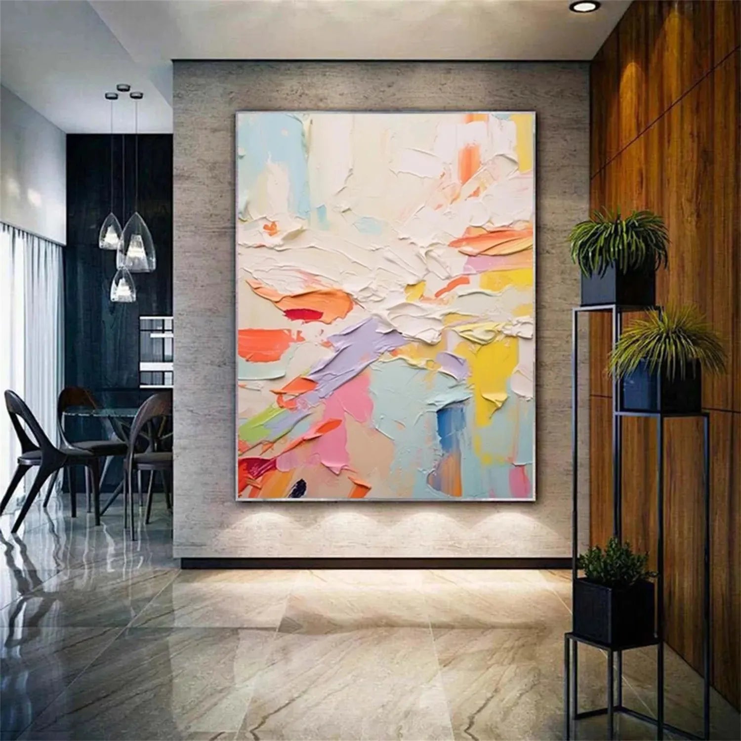 Colorful Abstract Textured Painting Canvas #AT007