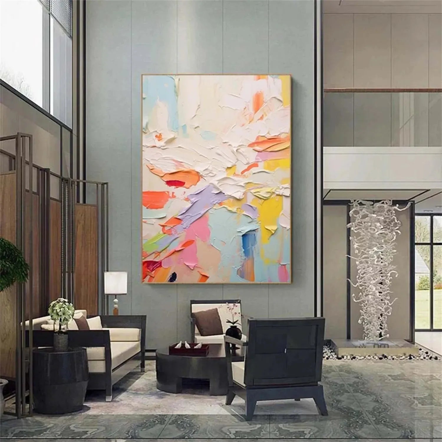 Colorful Abstract Textured Painting Canvas #AT007