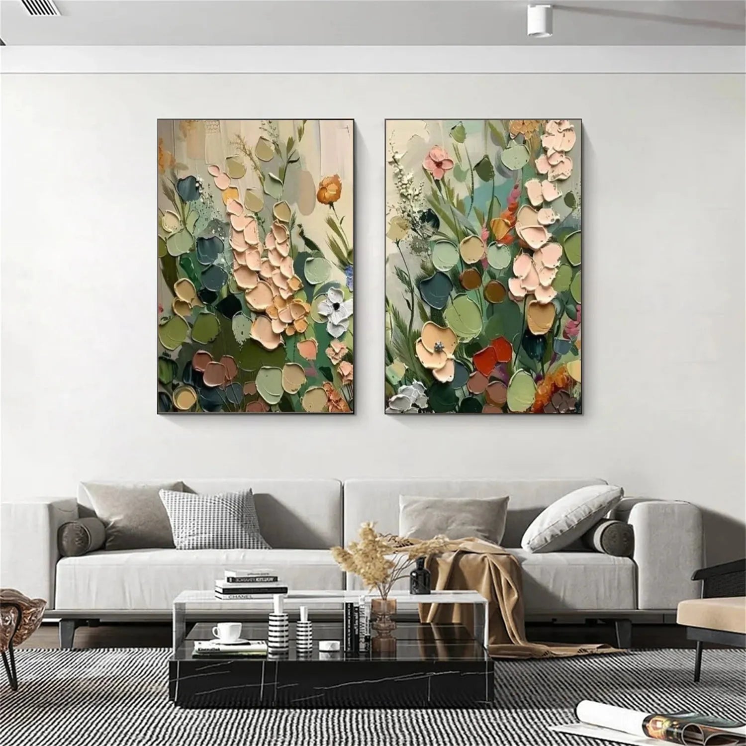 Flower Abstract Textured Wall Art Set of 2 #FP129