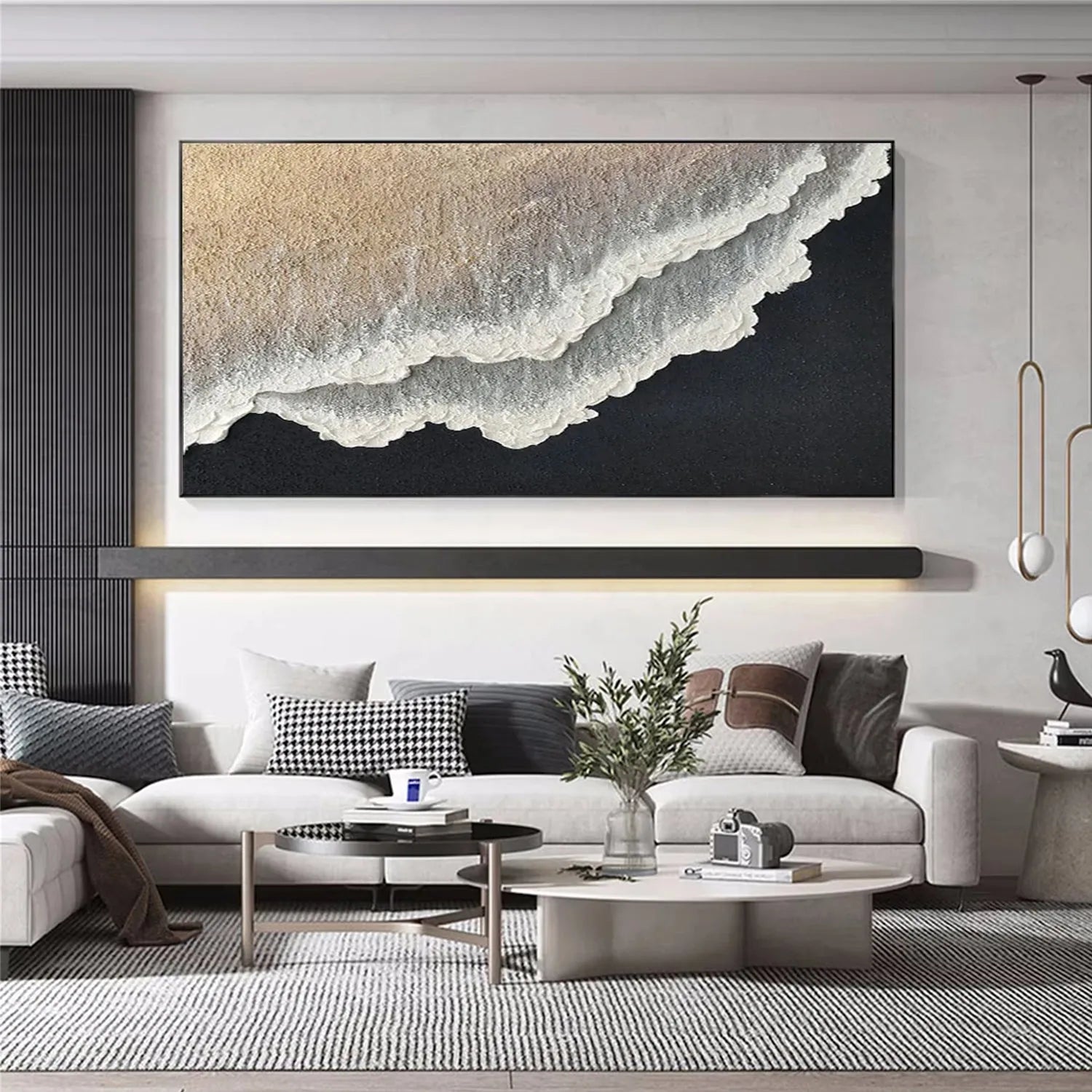 Ocean And Sky Abstract Textured Canvas Art #OS 294