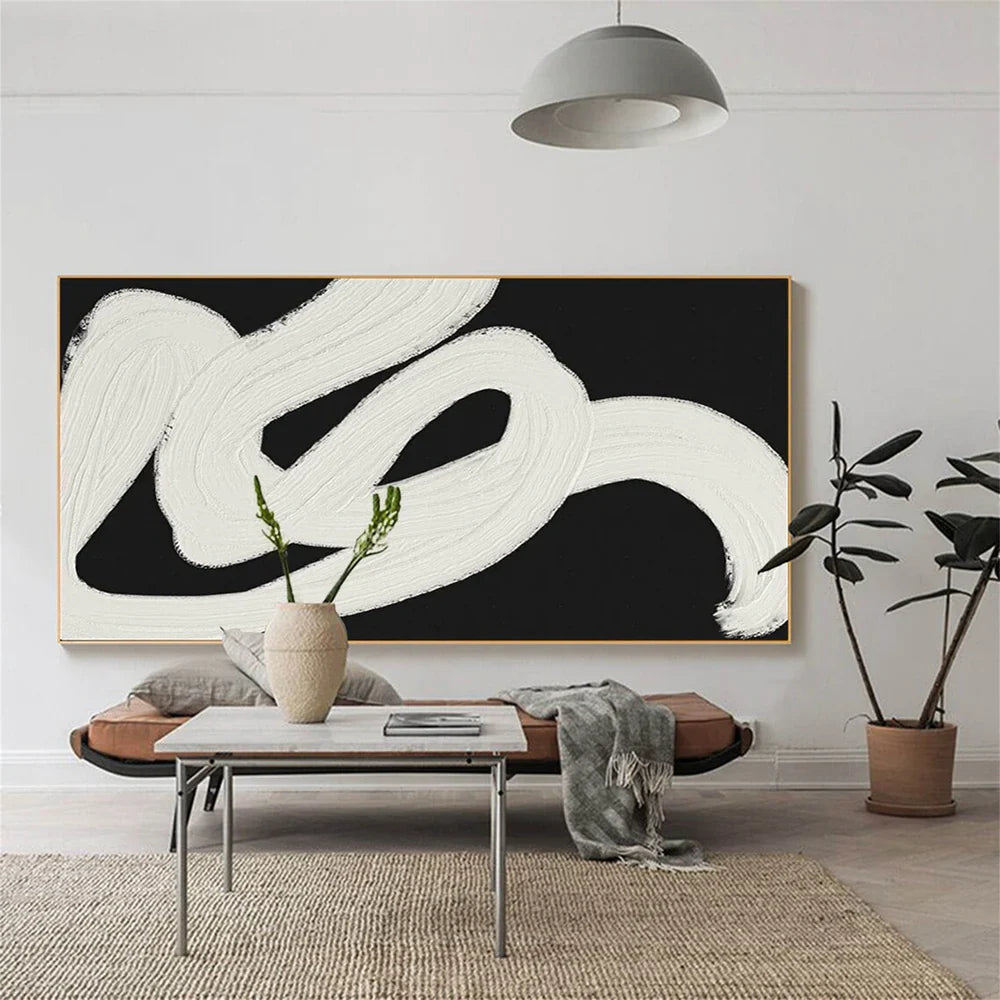 Black White Textured Minimalist Wall Art #MZ066