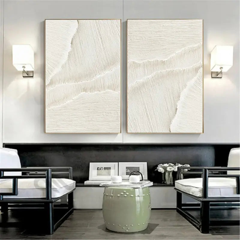 Plaster Art Minimalist Textured Paintings Set of 2 #MM057