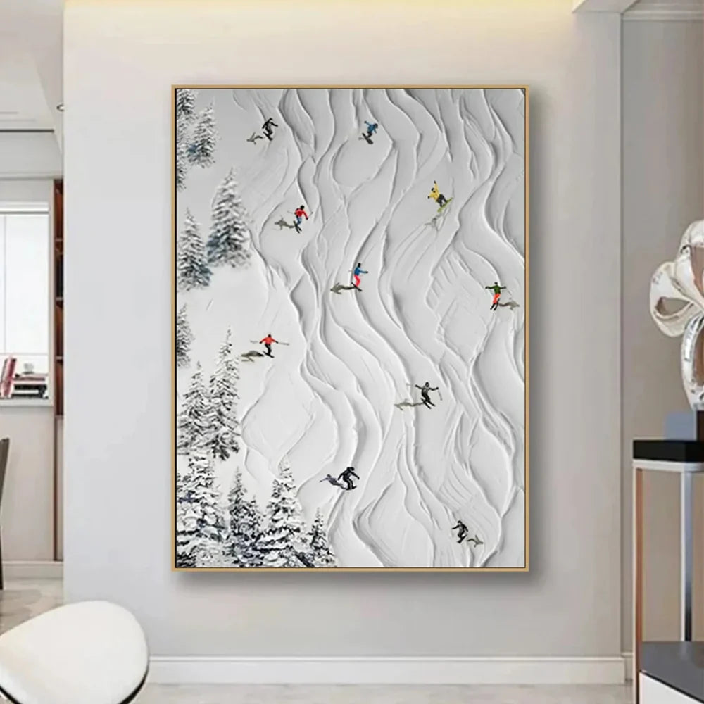 Skiing Sport Art Textured Painting Canvas #MM213