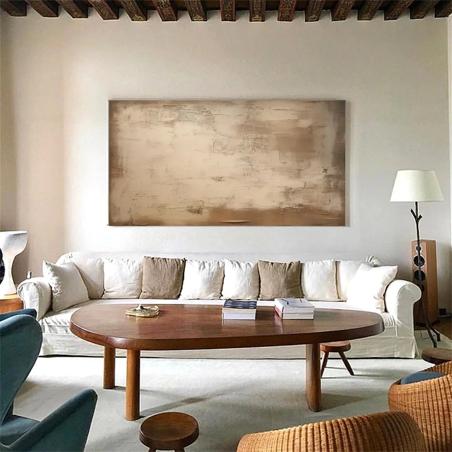 Beige and Brown Abstract Canvas Wall art #AP214