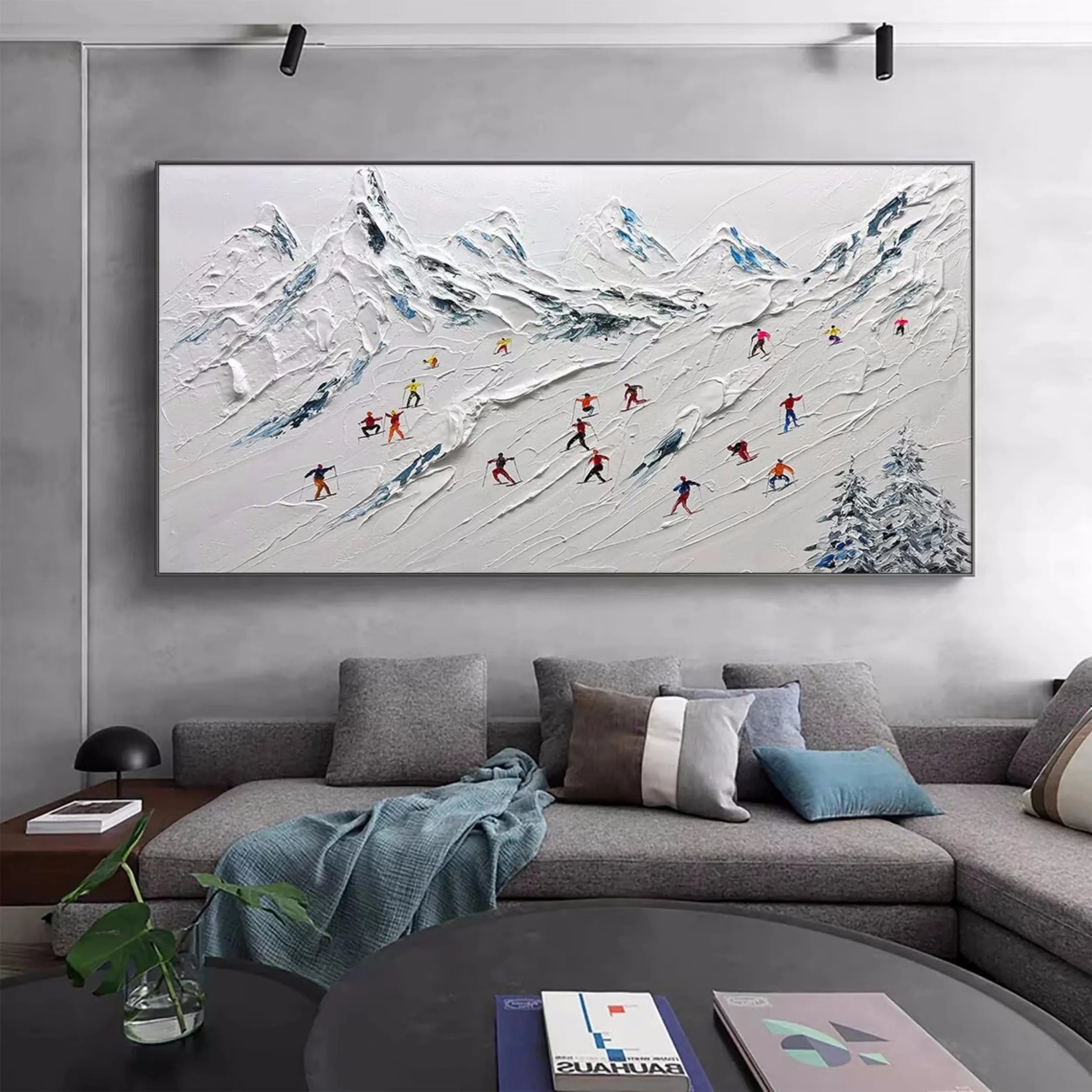 Skiing Sport Art Textured Painting Canvas #MM115