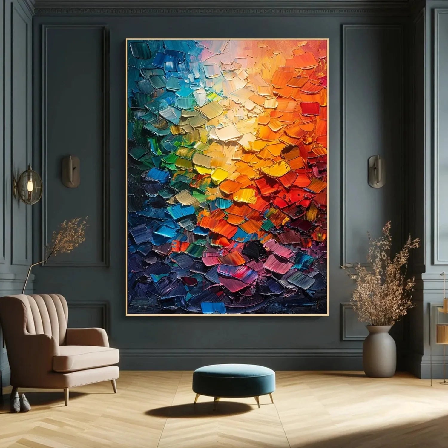 Colorful Abstract Textured Painting Canvas #AT094