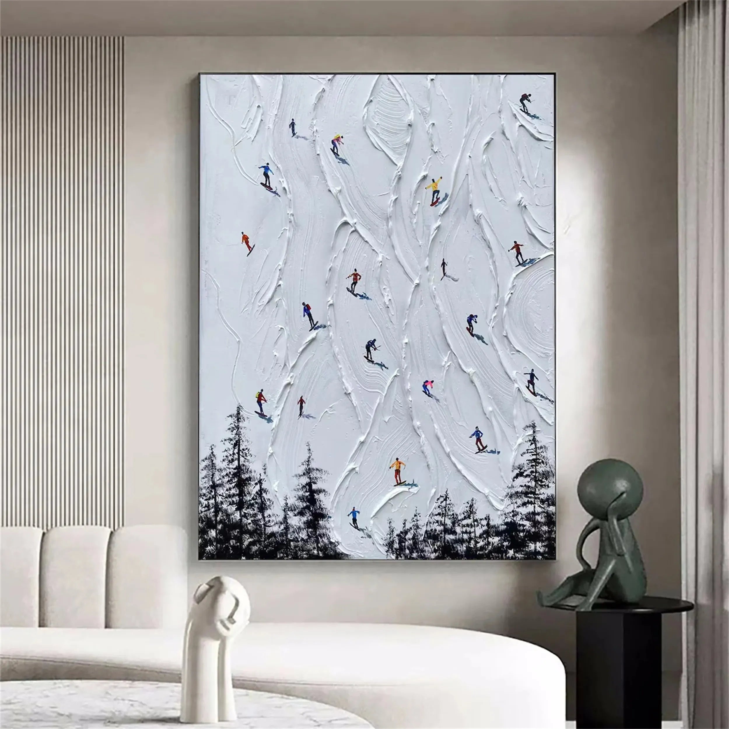 Skiing Sport Art Textured Painting Canvas #MM223