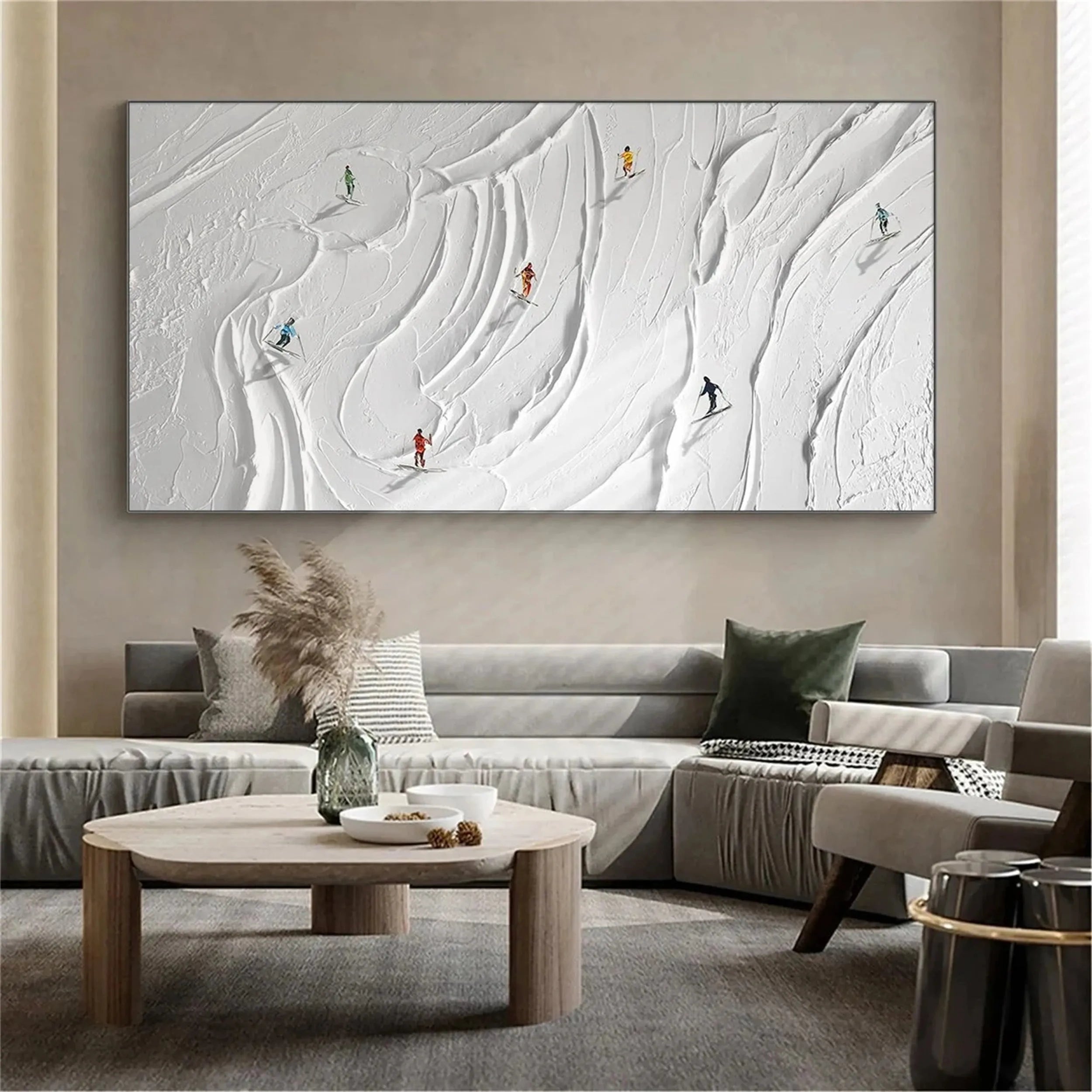 Skiing Sport Art Textured Painting Canvas #MM114
