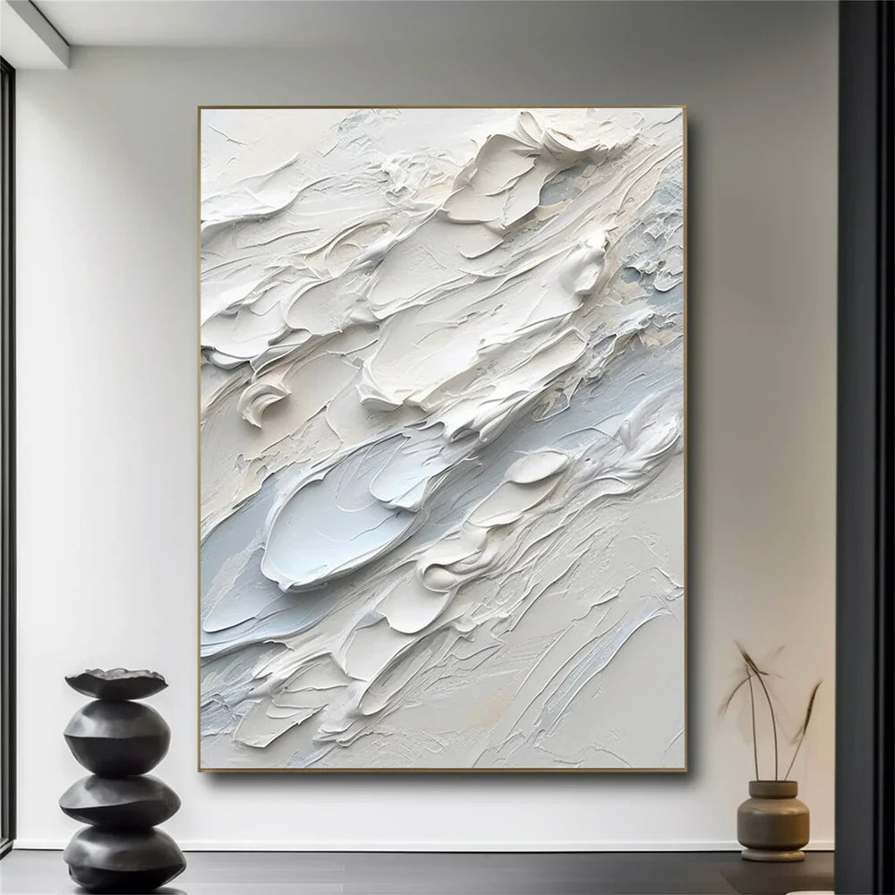 White Minimalist Textured Painting Canvas #MM153