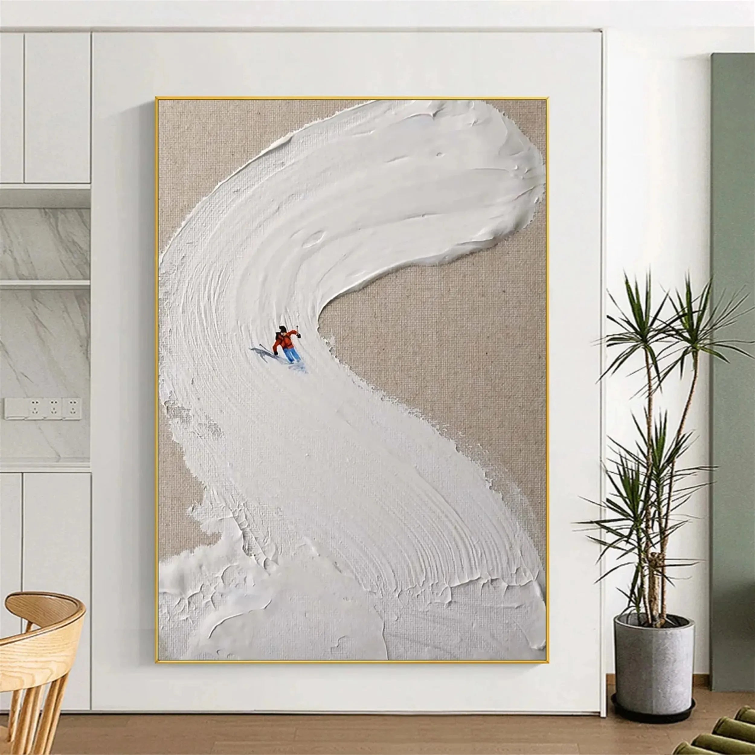 Skiing Sport Art Textured Painting Canvas #MM232