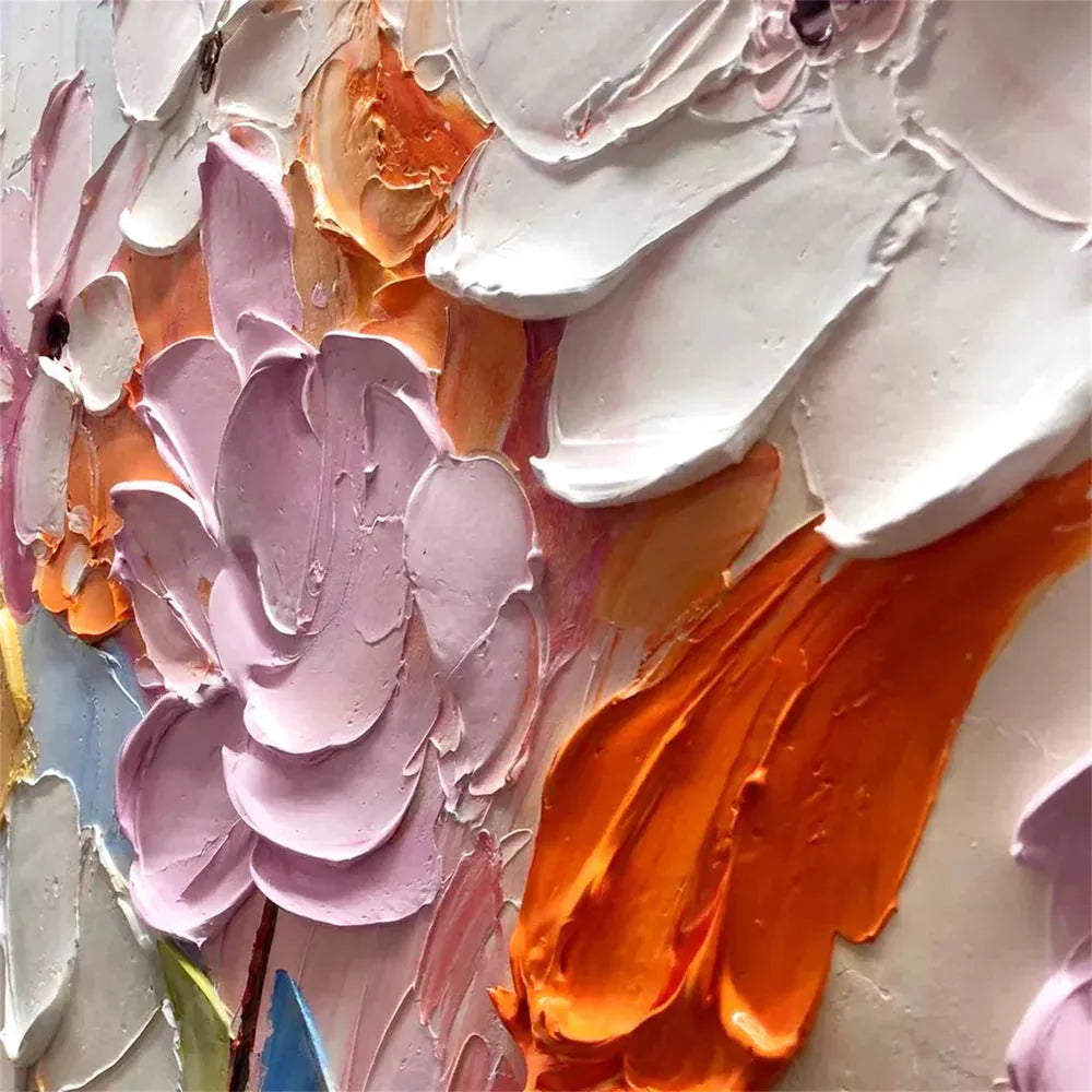 Colorful Flower Textured Painting Canvas #FP046