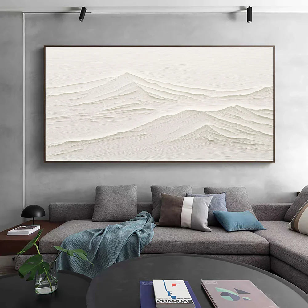 White Minimalist Textured Painting Canvas #MM071
