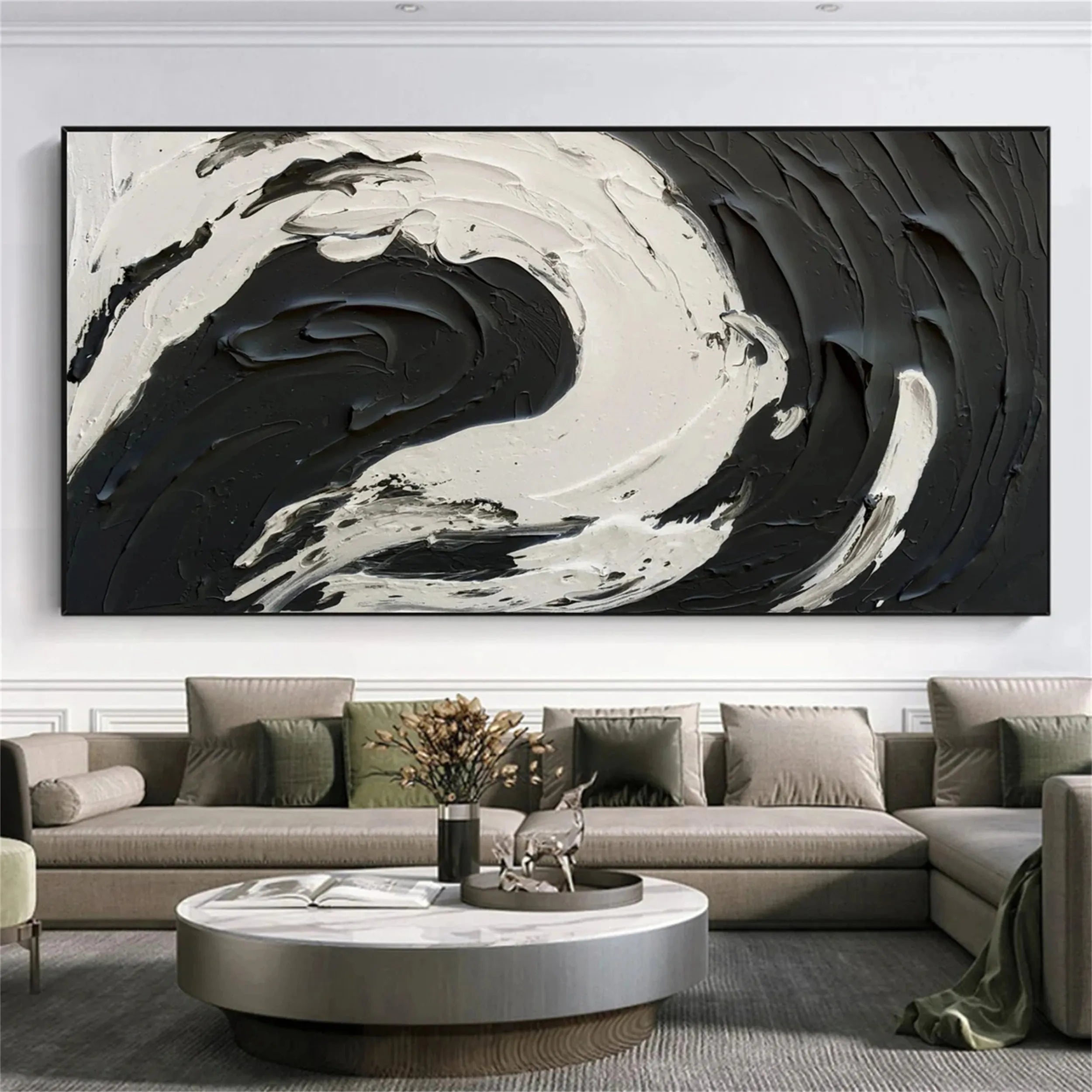 Black White Textured Minimalist Wall Art #MZ052