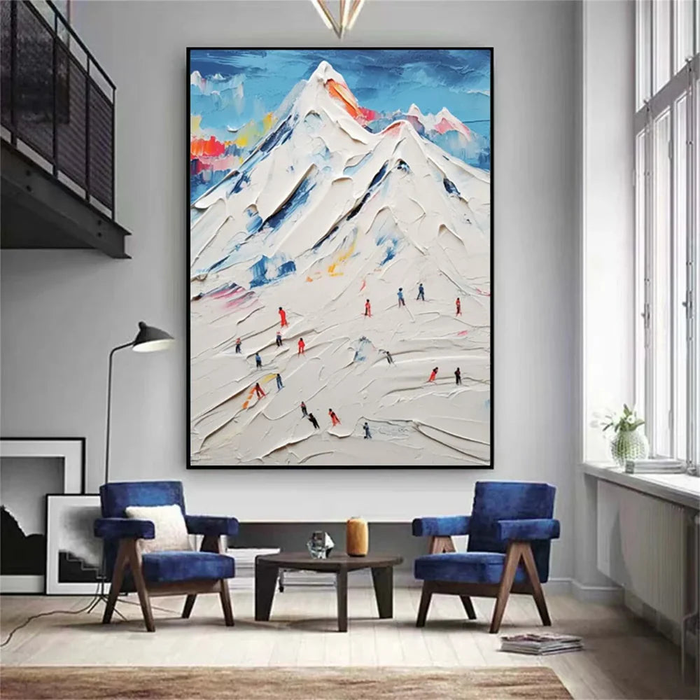 Skiing Sport Art Textured Painting Canvas #MM229