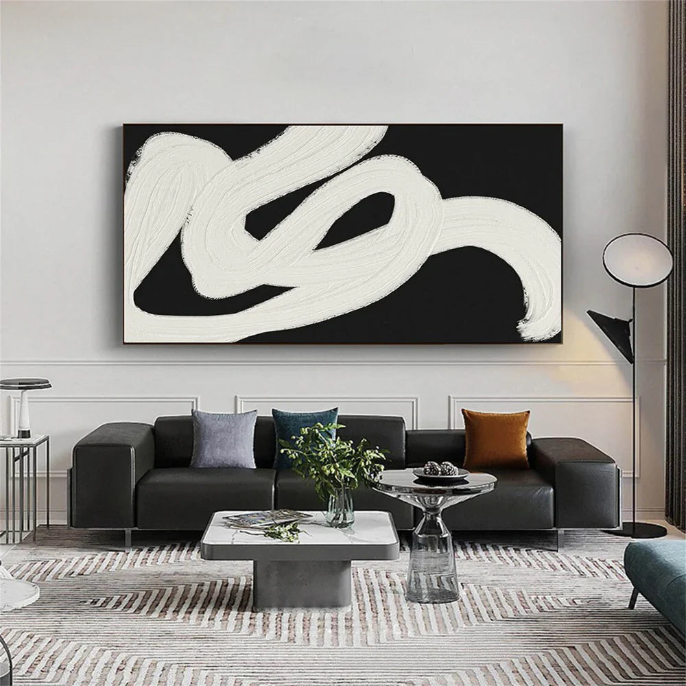 Black White Textured Minimalist Wall Art #MZ066