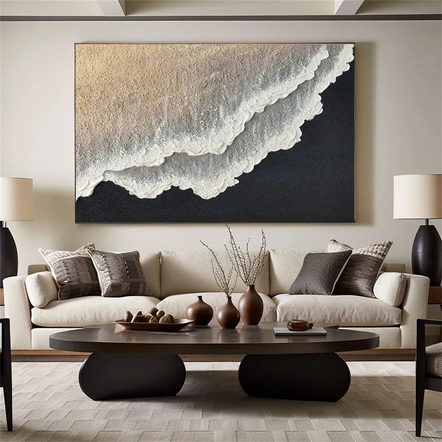 Ocean And Sky Abstract Textured Canvas Art #OS 294